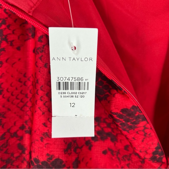Ann Taylor Red Chiffon Snake Print Tiered Midi Skirt NWT‎ Size 12 - Picture 10 of 15